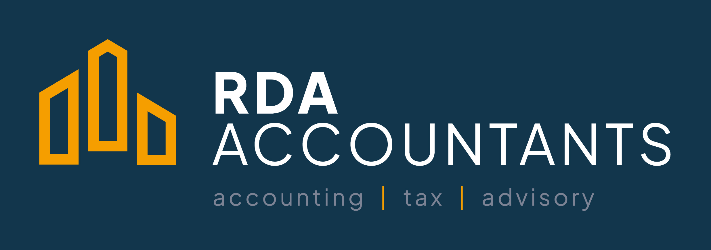 RDA Accountants Logo Tagline - Blue BG-3